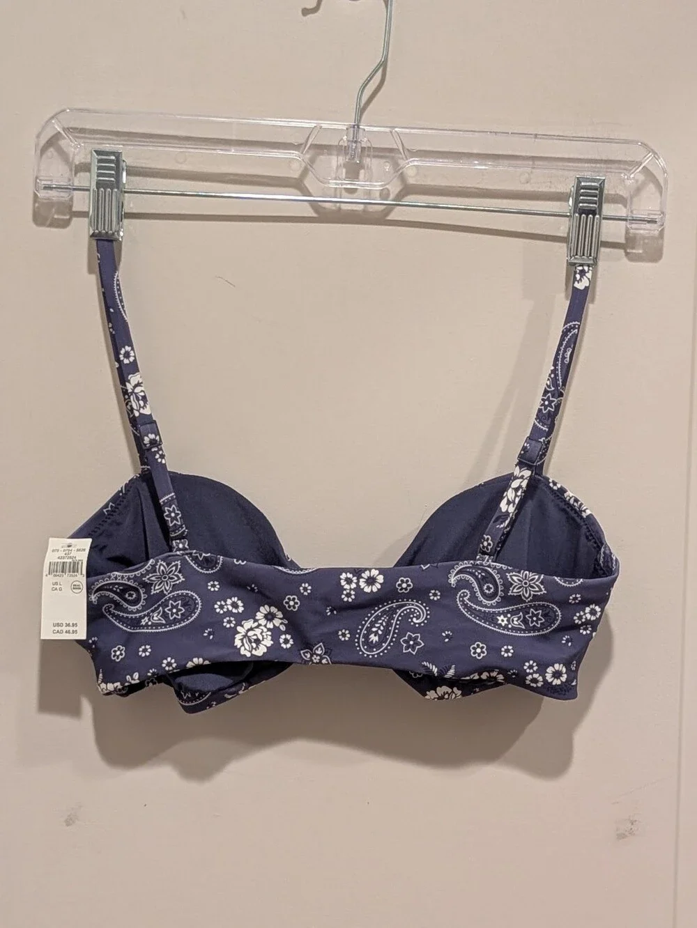 aerie Navy Blue Paisley Bikini Top Size Large